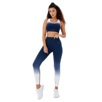 Navy-White - Side - USA Pro Womens-Ladies Ombre Seamless Sports Bra