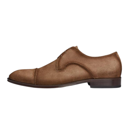 Medium Beige - Back - Boss Mens Derrek Suede Low Heel Derby Shoes