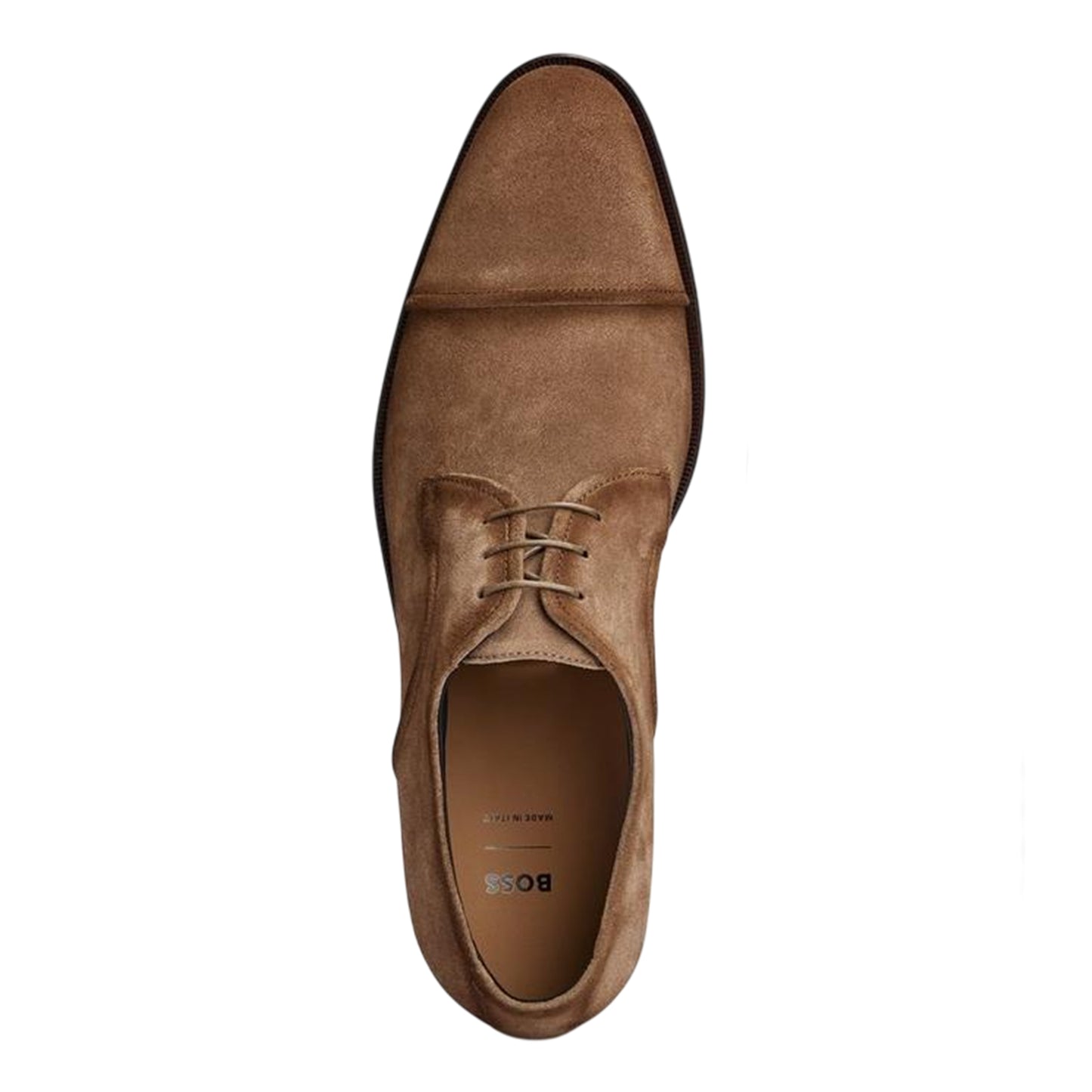Medium Beige - Side - Boss Mens Derrek Suede Low Heel Derby Shoes