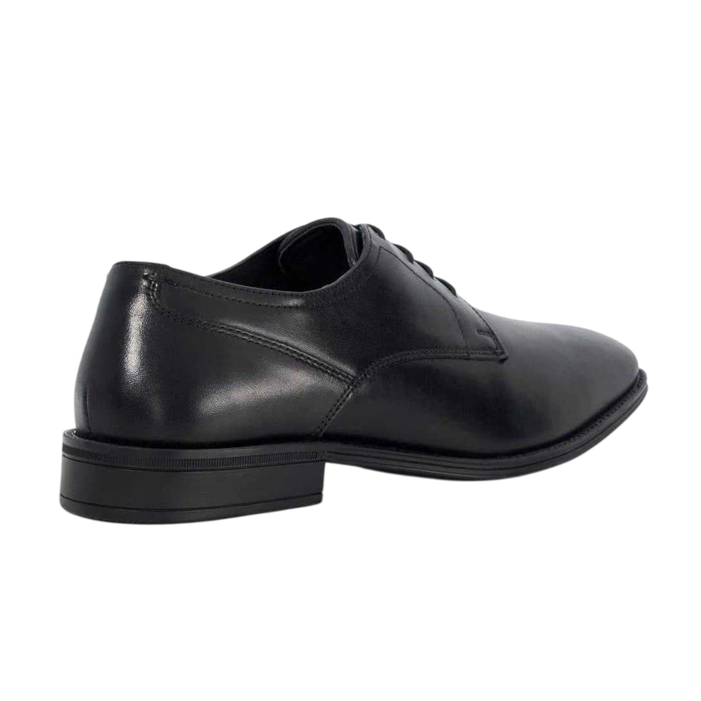 Black - Back - Dune London Mens Leather Low Block Heel Oxfords