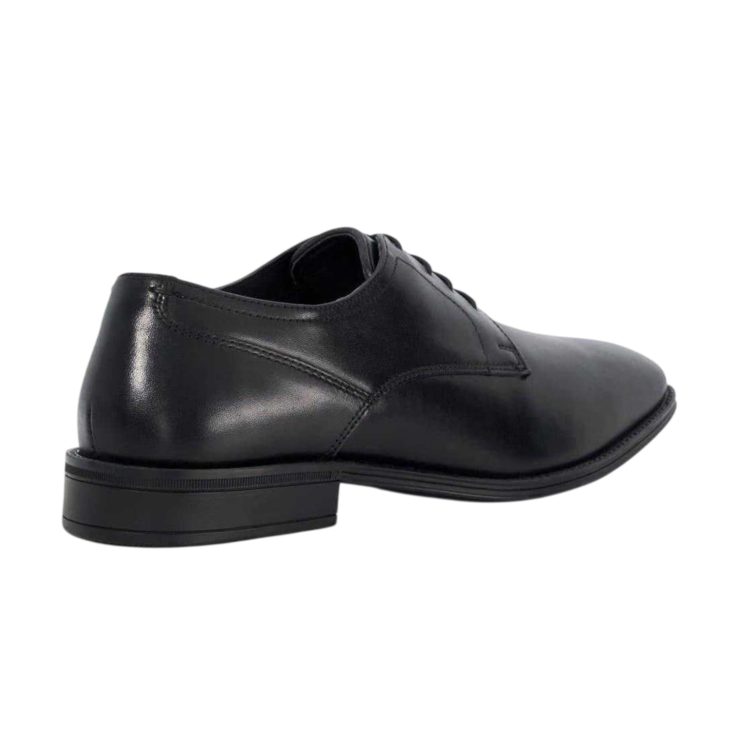 Black - Back - Dune London Mens Leather Low Block Heel Oxfords