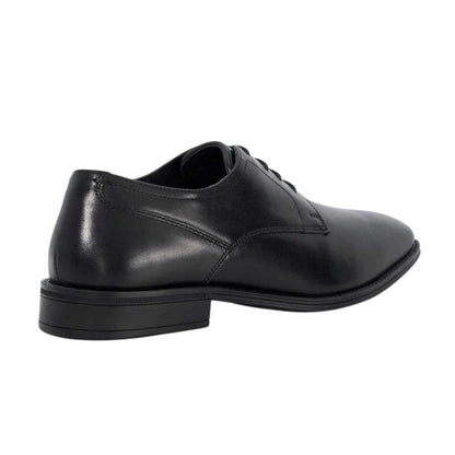 Black - Back - Dune London Mens Leather Low Block Heel Oxfords