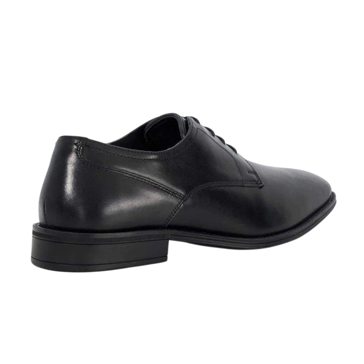 Black - Back - Dune London Mens Leather Low Block Heel Oxfords