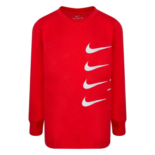 University Red - Front - Nike Childrens-Kids Swoosh Long-Sleeved T-Shirt