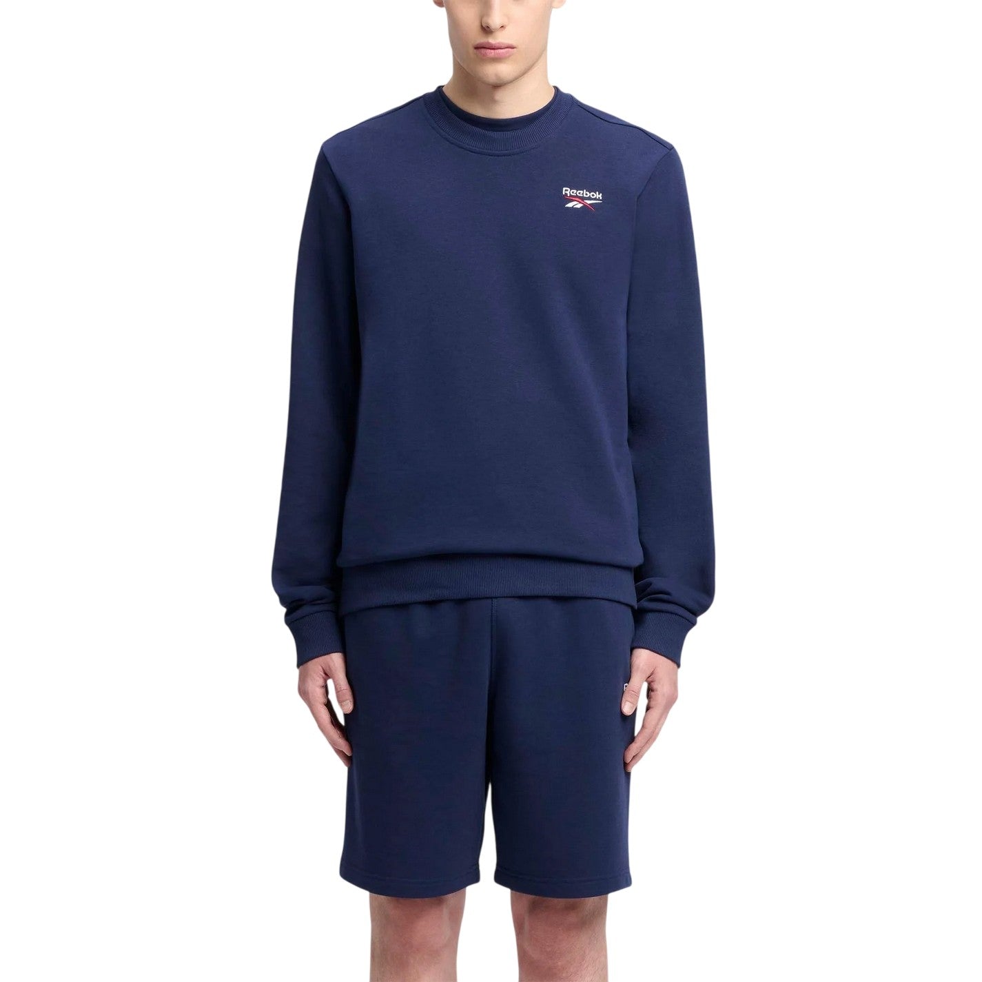 Navy - Side - Reebok Mens Identity Small Logo Sweatshirt