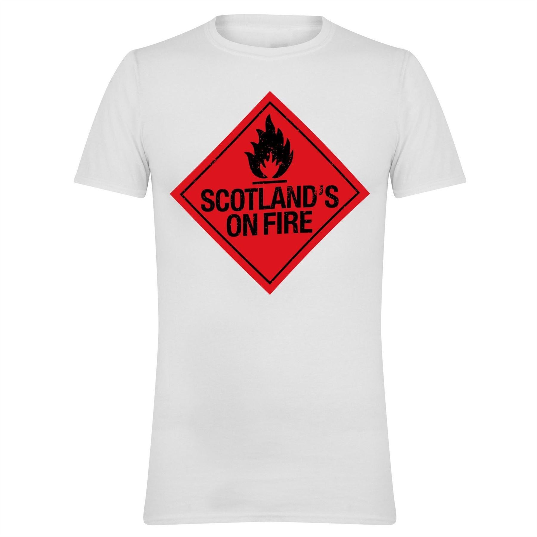 White - Front - AWD Mens Scotlands On Fire T-Shirt
