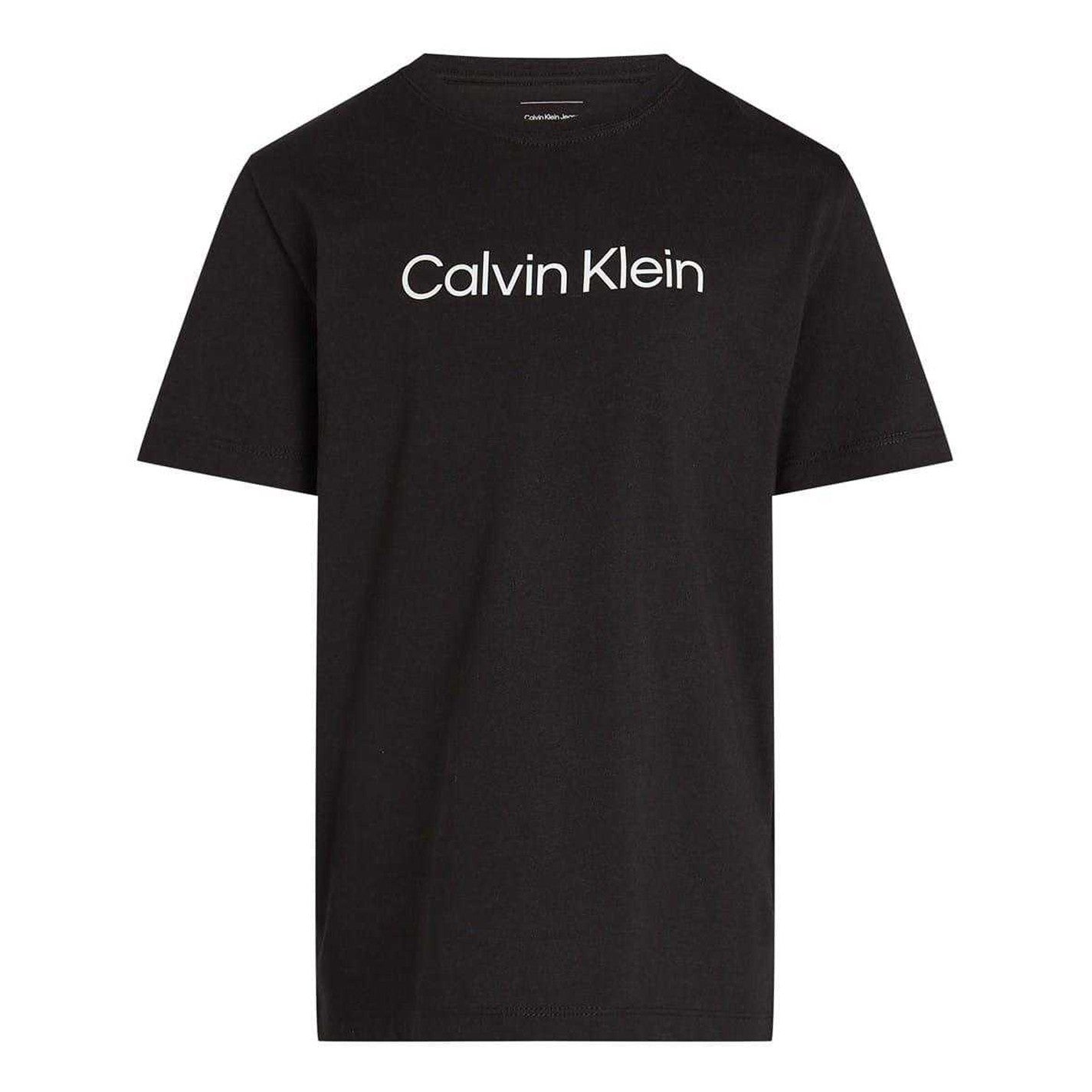 Black - Front - Calvin Klein Childrens-Kids Logo T-Shirt