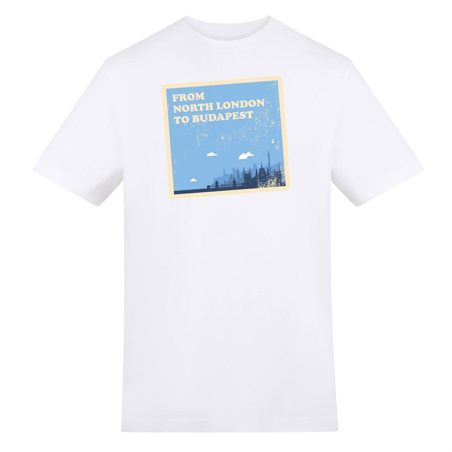 White - Front - AWD Mens From North London To Budapest T-Shirt