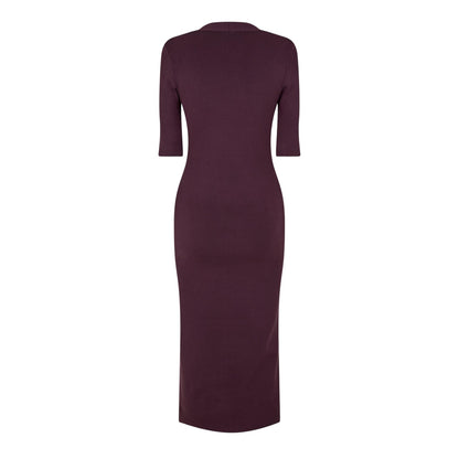 Red - Back - Boss Womens-Ladies Fezanin V Neck 3-4 Sleeve Midi Dress