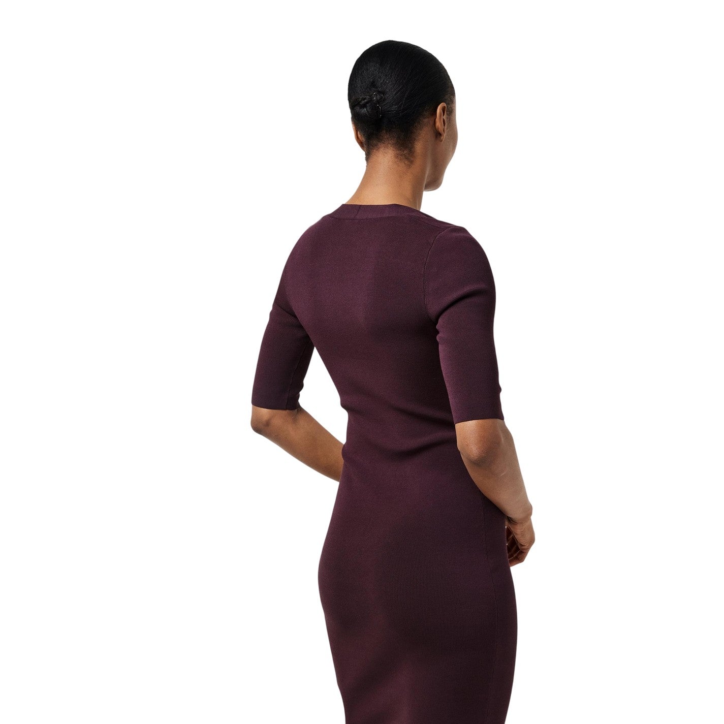 Red - Lifestyle - Boss Womens-Ladies Fezanin V Neck 3-4 Sleeve Midi Dress