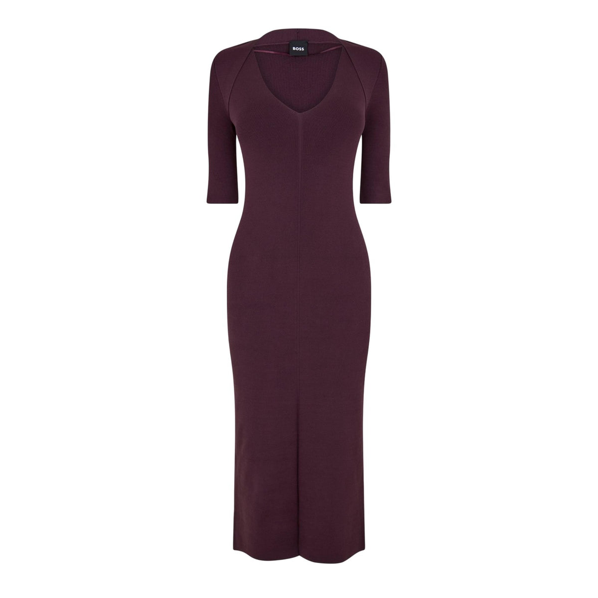 Red - Front - Boss Womens-Ladies Fezanin V Neck 3-4 Sleeve Midi Dress
