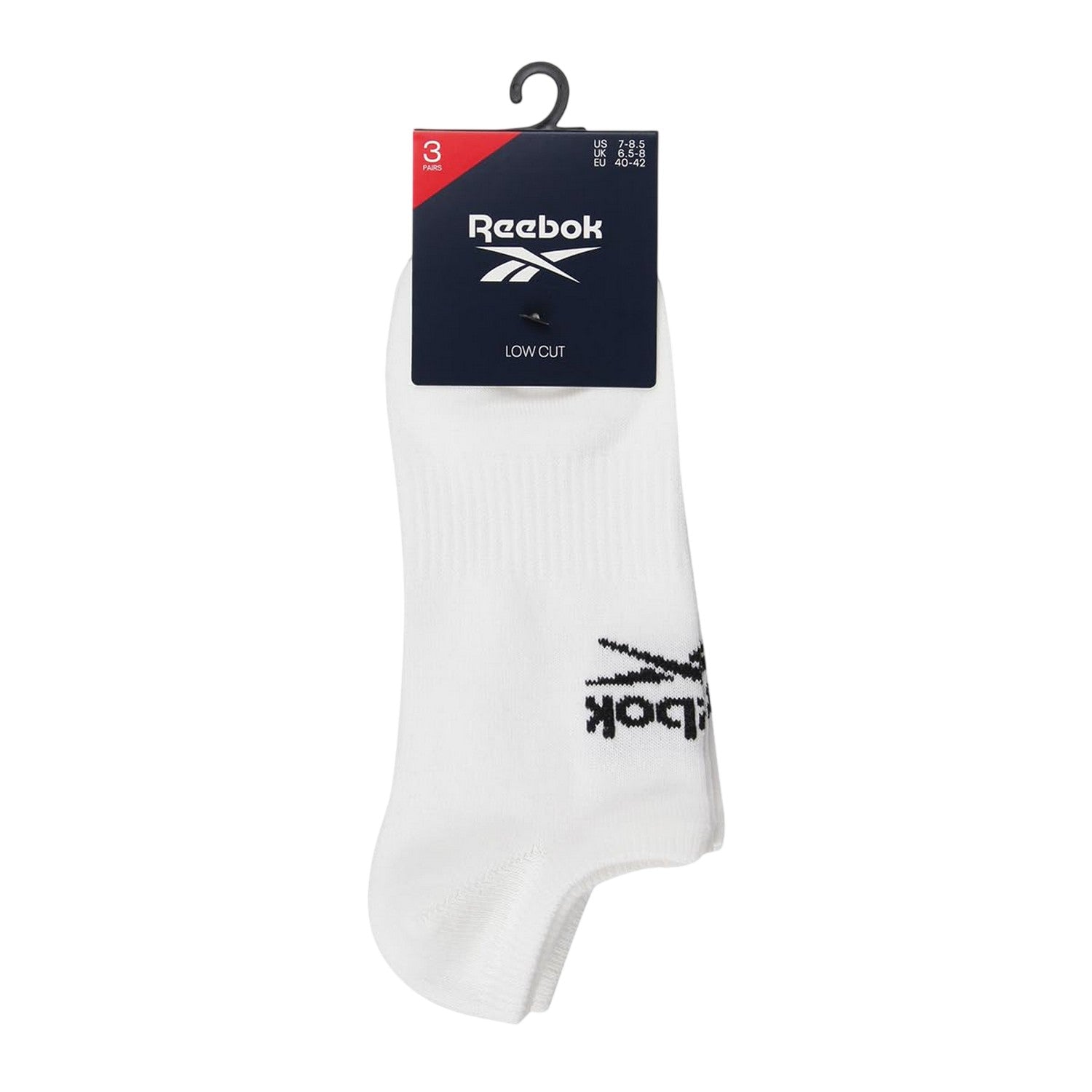 White - Side - Reebok Mens Logo Low Cut Trainer Socks (Pack of 3)