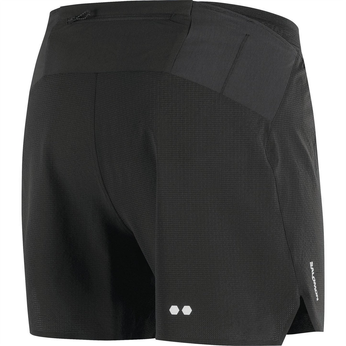 Black - Back - Salomon Mens Aero Stow 5 Lightweight Running Shorts