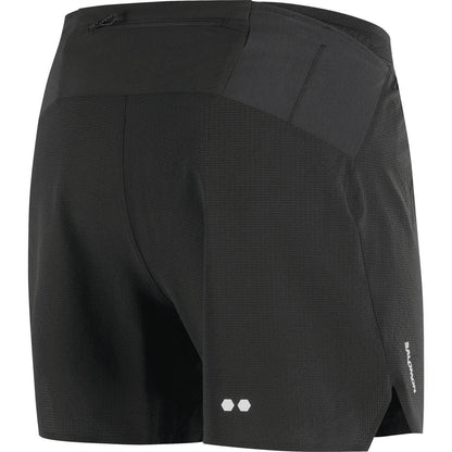 Black - Back - Salomon Mens Aero Stow 5 Lightweight Running Shorts