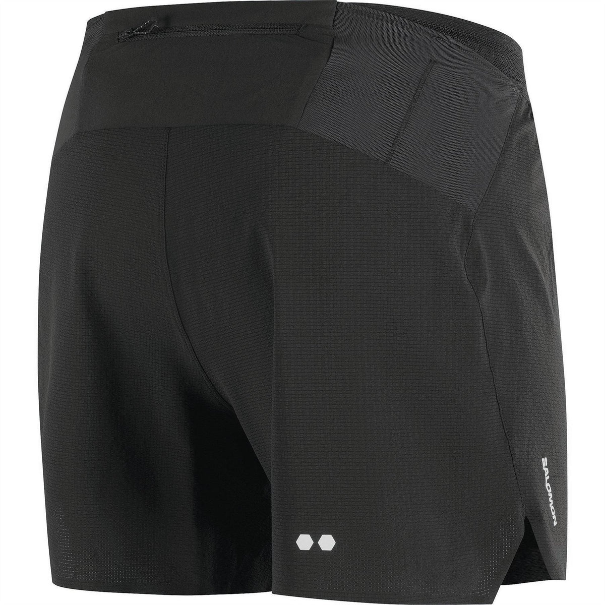 Black - Back - Salomon Mens Aero Stow 5 Lightweight Running Shorts