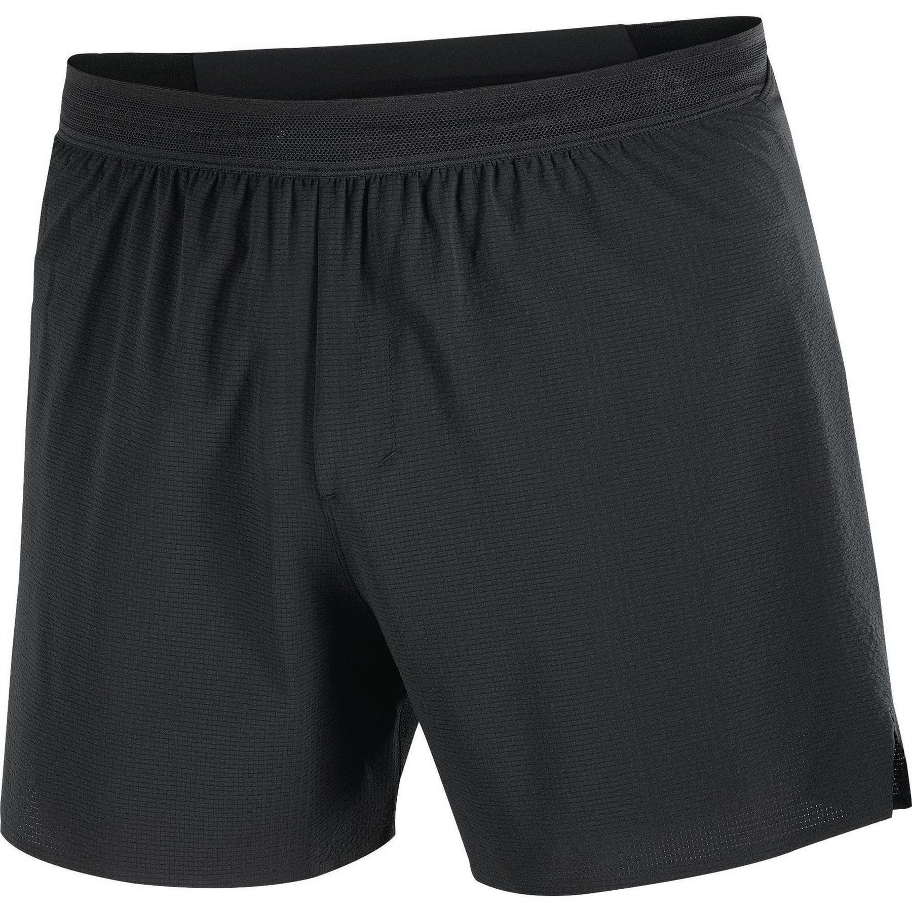 Black - Front - Salomon Mens Aero Stow 5 Lightweight Running Shorts