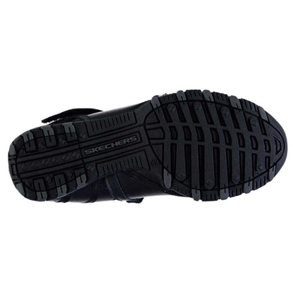 Black - Back - Skechers Womens-Ladies Riboneer Leather Memory Foam Shoes