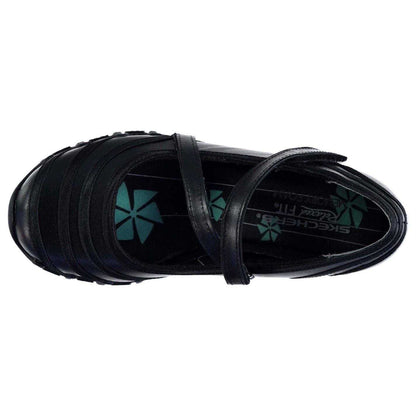 Black - Lifestyle - Skechers Womens-Ladies Riboneer Leather Memory Foam Shoes