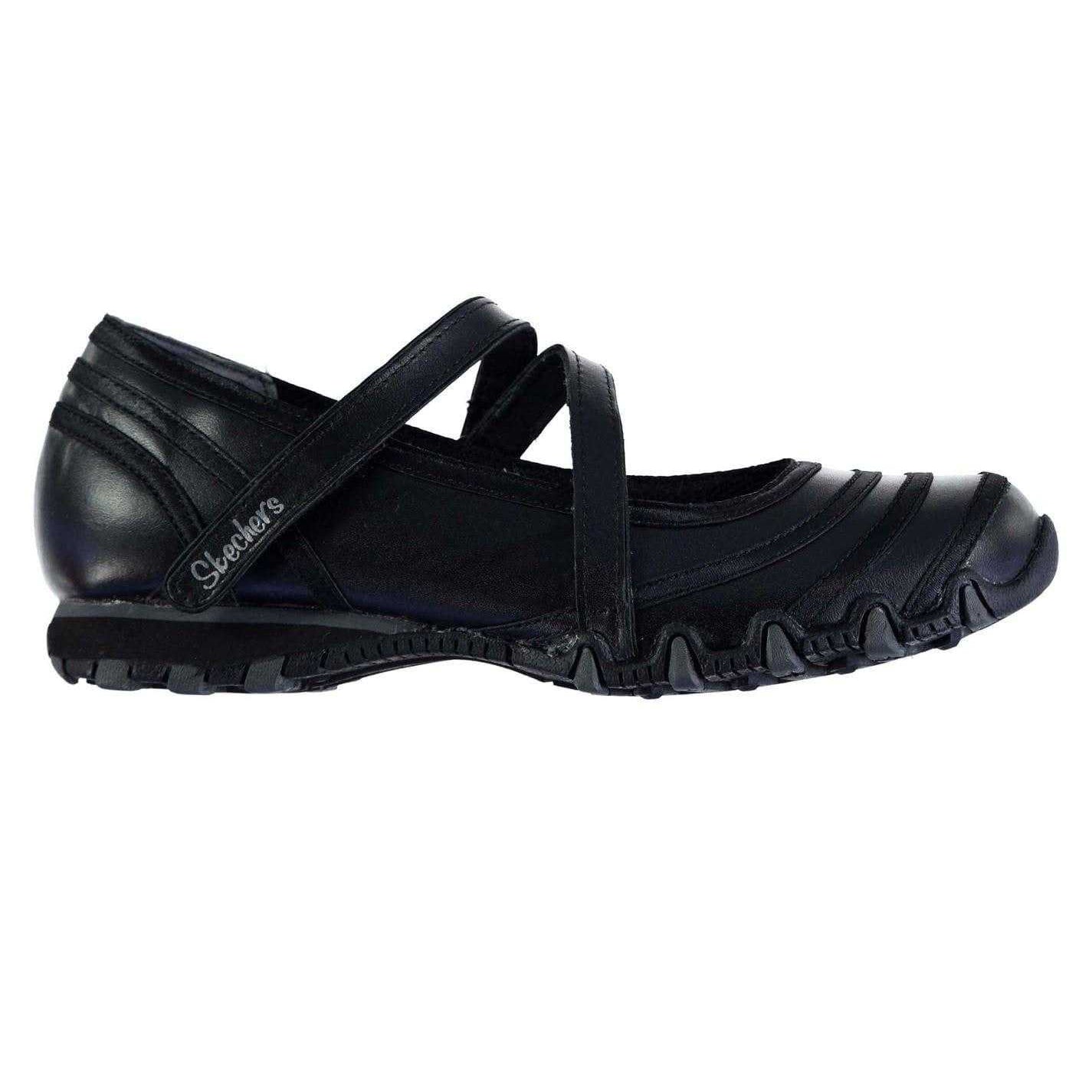 Black - Front - Skechers Womens-Ladies Riboneer Leather Memory Foam Shoes