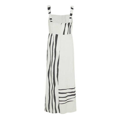 White-Black - Back - French Connection Womens-Ladies Striped Square Neck Maxi Dress