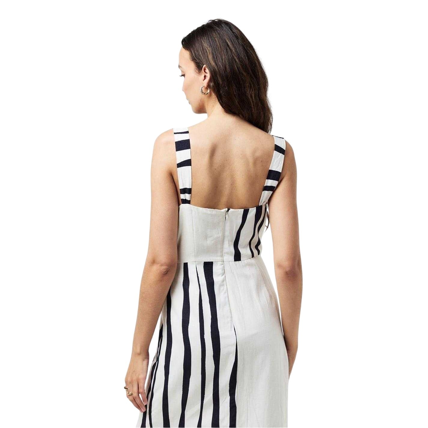 White-Black - Lifestyle - French Connection Womens-Ladies Striped Square Neck Maxi Dress