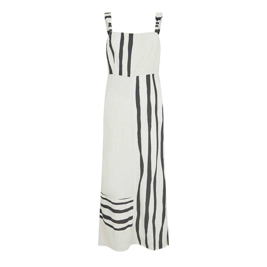 White-Black - Front - French Connection Womens-Ladies Striped Square Neck Maxi Dress