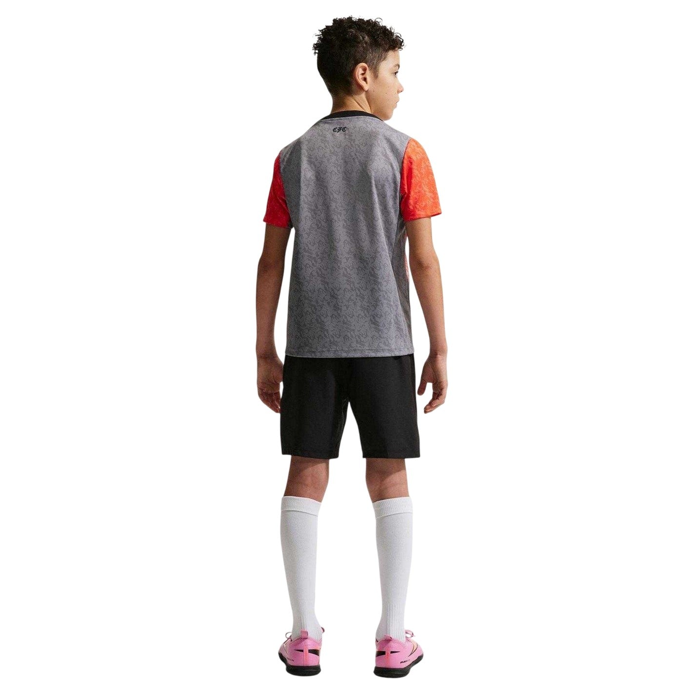 Grey-Orange - Back - Nike Childrens-Kids Pre Match 25-26 Chelsea FC Football Jersey