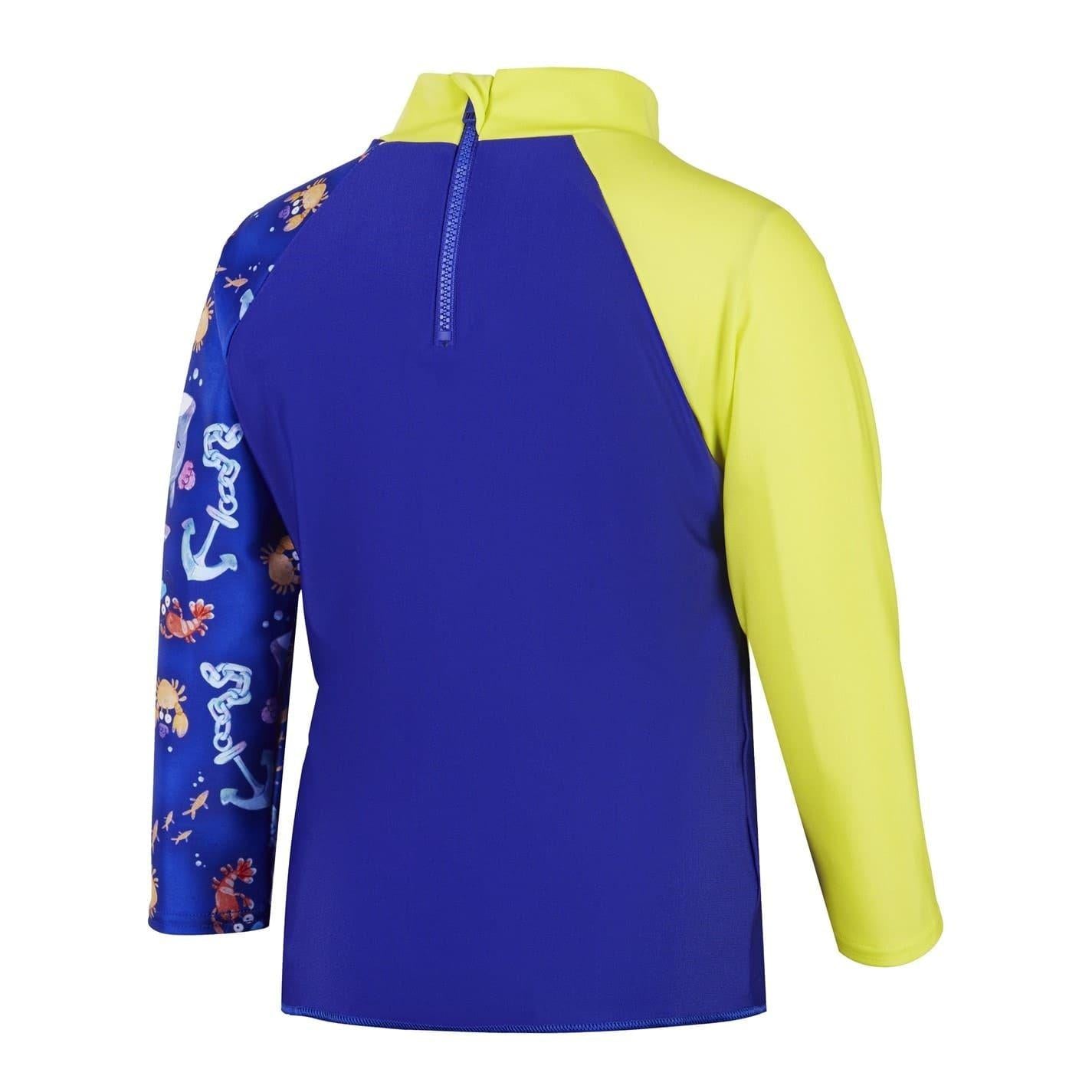 Blue-Yellow - Back - Speedo Childrens-Kids Digital Print Long-Sleeved Rash Top