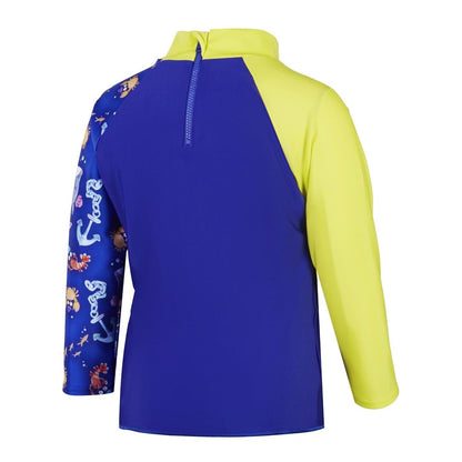 Blue-Yellow - Back - Speedo Childrens-Kids Digital Print Long-Sleeved Rash Top
