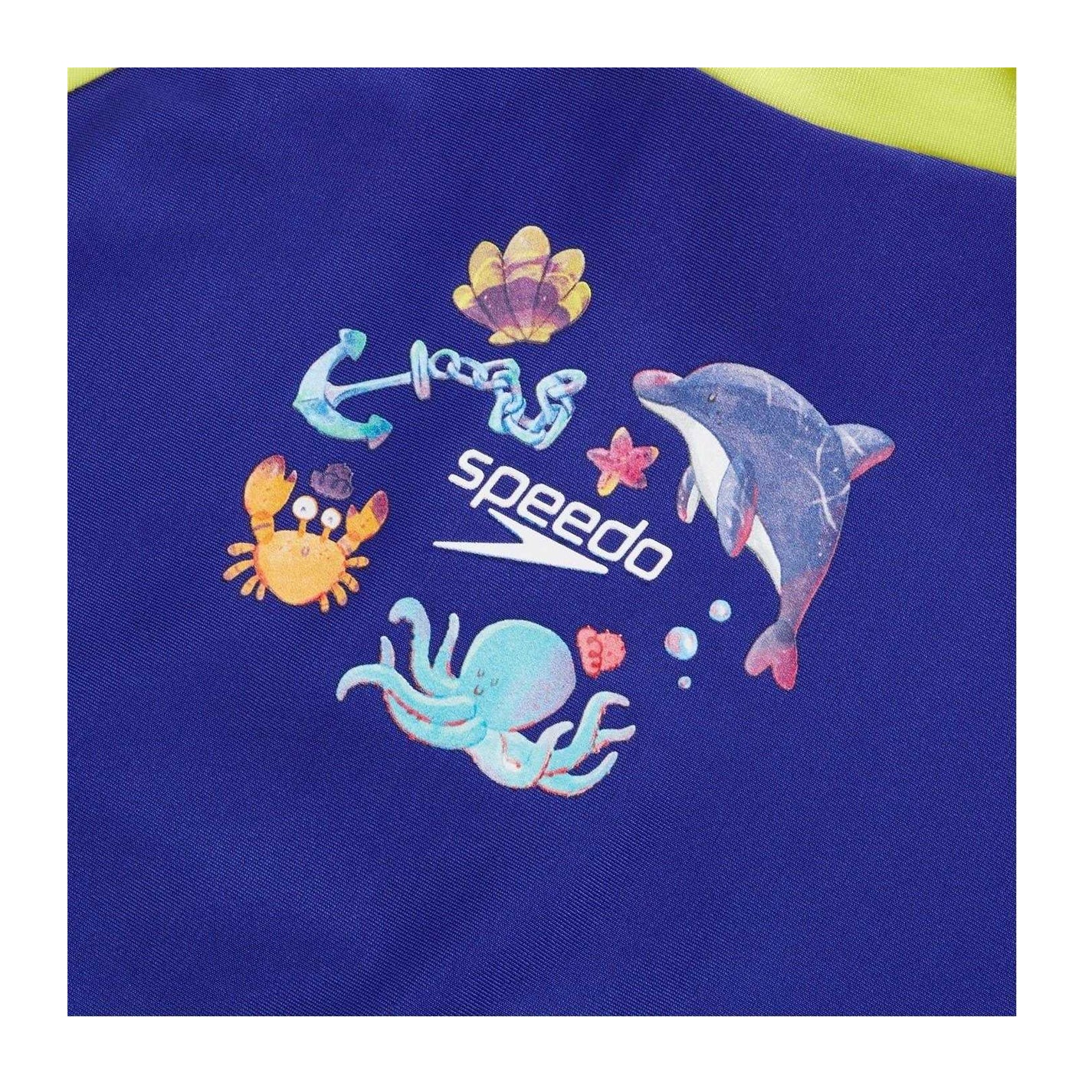Blue-Yellow - Lifestyle - Speedo Childrens-Kids Digital Print Long-Sleeved Rash Top