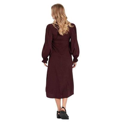 Chocolate - Back - Violet Romance Womens-Ladies High-Neck Midi Dress