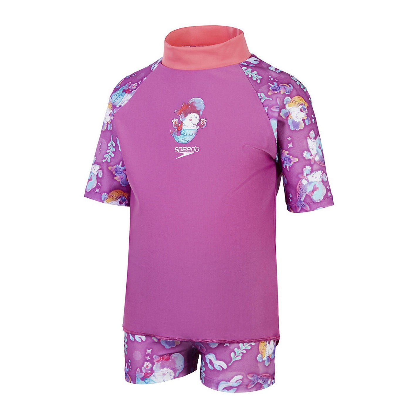 Pink - Front - Speedo Girls Sealife Rash Top