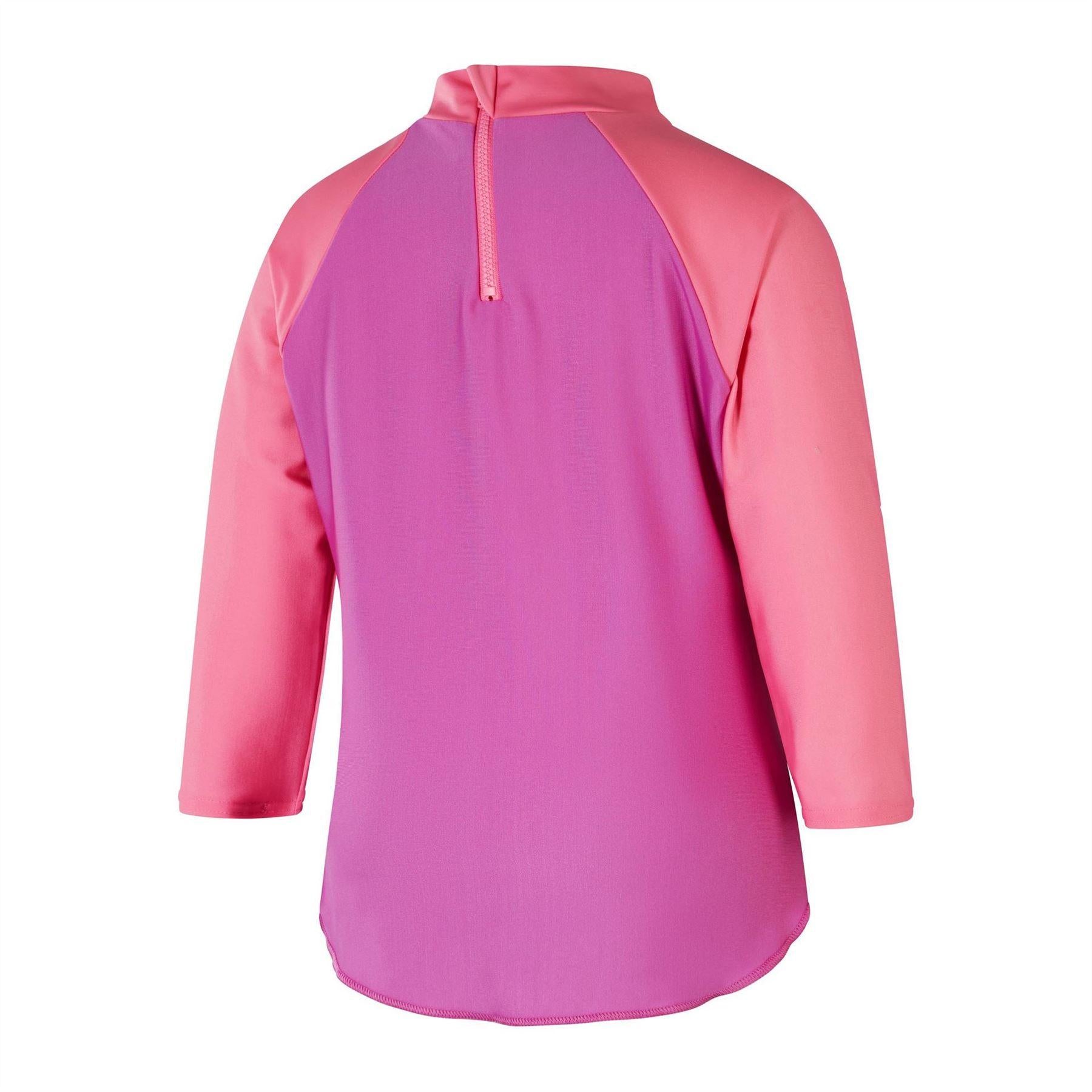 Pink-Purple - Back - Speedo Girls Mermaid Swimming Rash Top