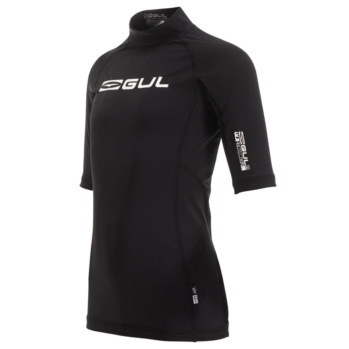 Black - Side - Gul Childrens-Kids Short-Sleeved Rash Guard