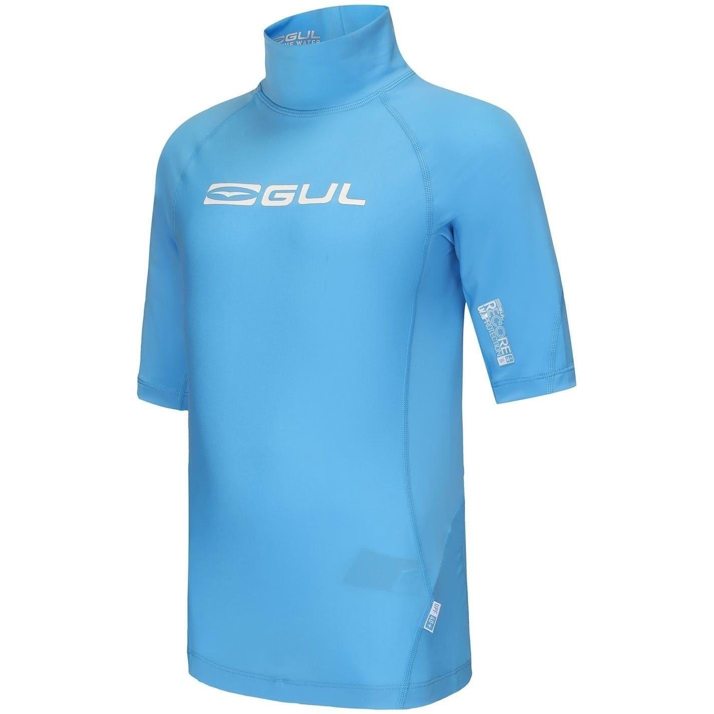 Azure Blue - Side - Gul Childrens-Kids Short-Sleeved Rash Guard