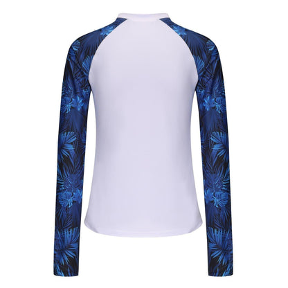 White - Back - Slazenger Womens-Ladies Palm Print Full Zip Swim Top