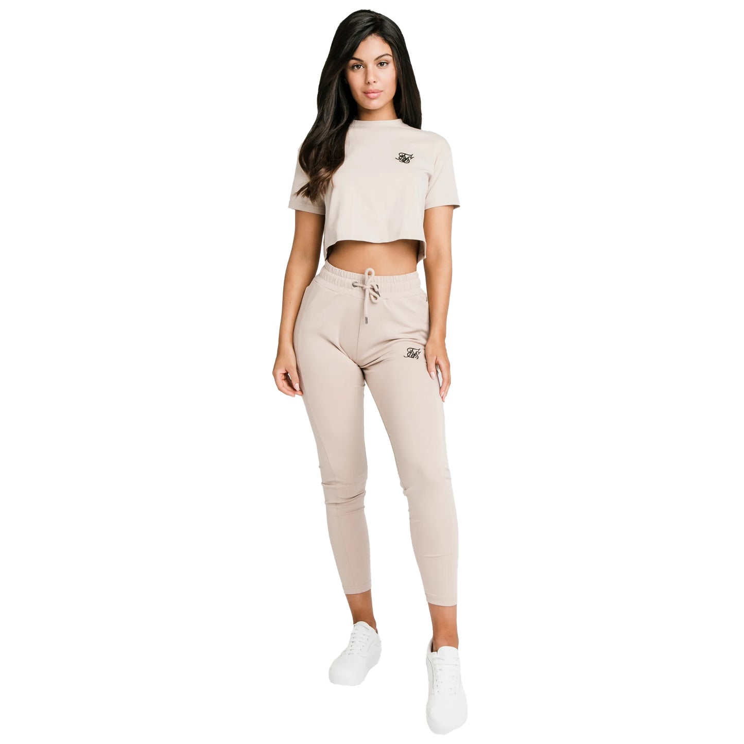 Beige - Side - SikSilk Womens-Ladies Essentials Retro Boxy Crop T-Shirt