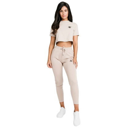 Beige - Side - SikSilk Womens-Ladies Essentials Retro Boxy Crop T-Shirt