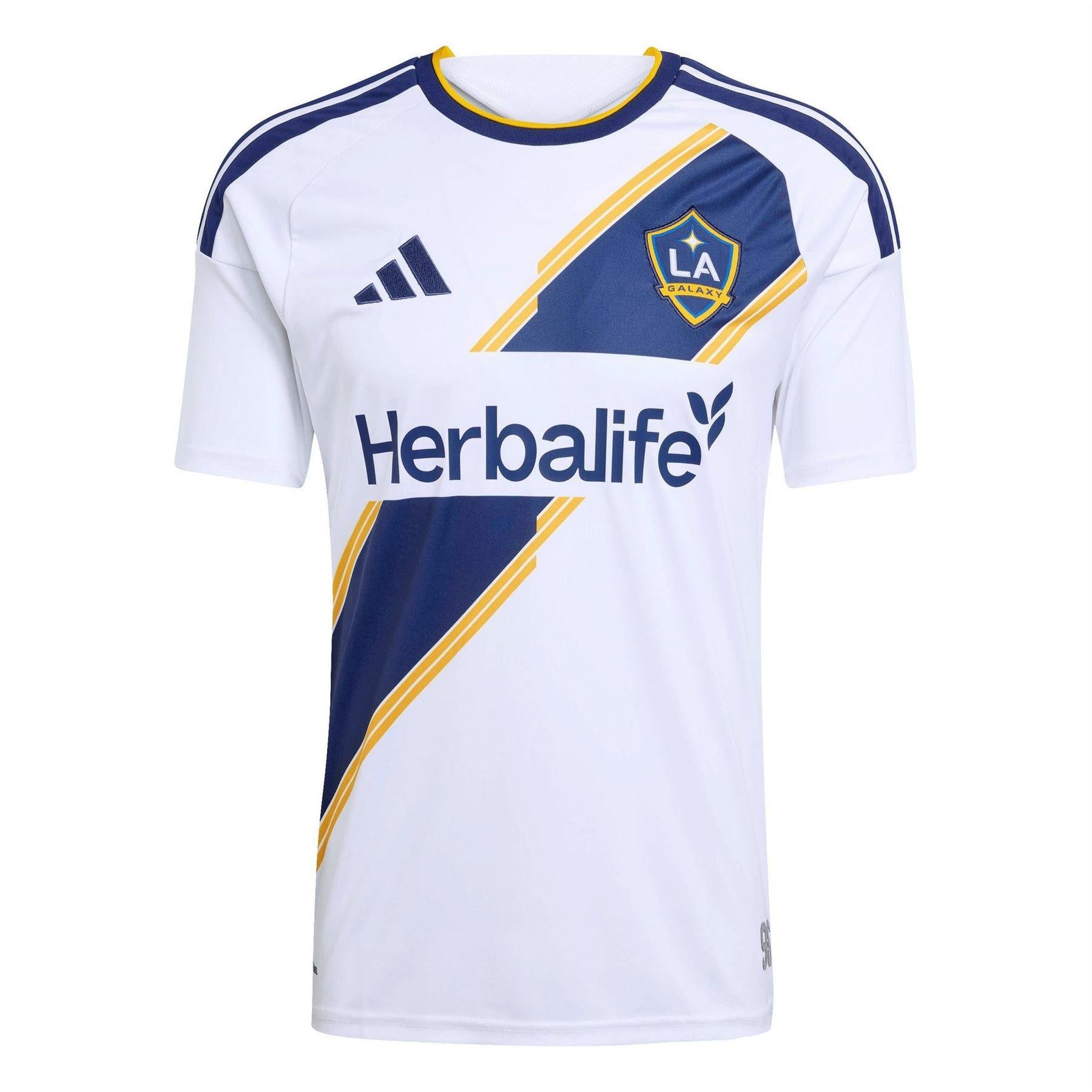 White-Blue - Front - LA Galaxy Mens 26-27 Adidas Home Jersey