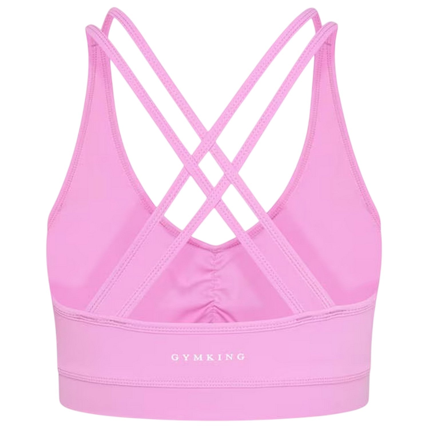 Pink - Back - Gym King Womens-Ladies Scrunch Criss-Cross Sports Bra