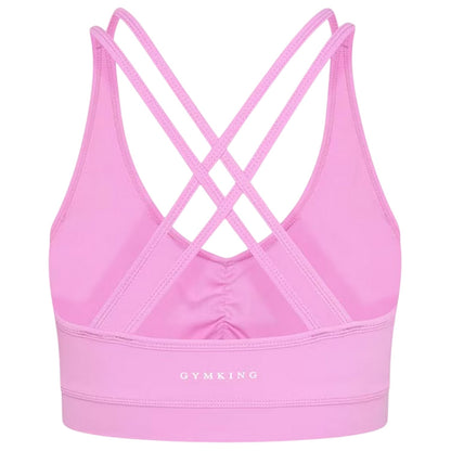 Pink - Back - Gym King Womens-Ladies Scrunch Criss-Cross Sports Bra