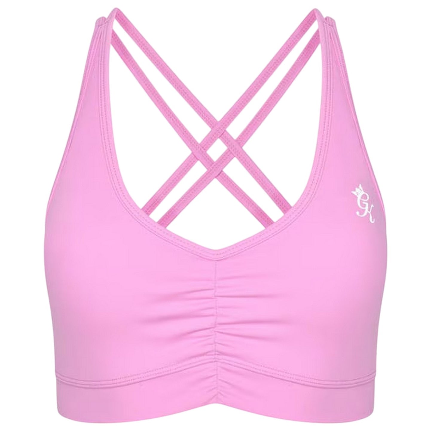 Pink - Front - Gym King Womens-Ladies Scrunch Criss-Cross Sports Bra