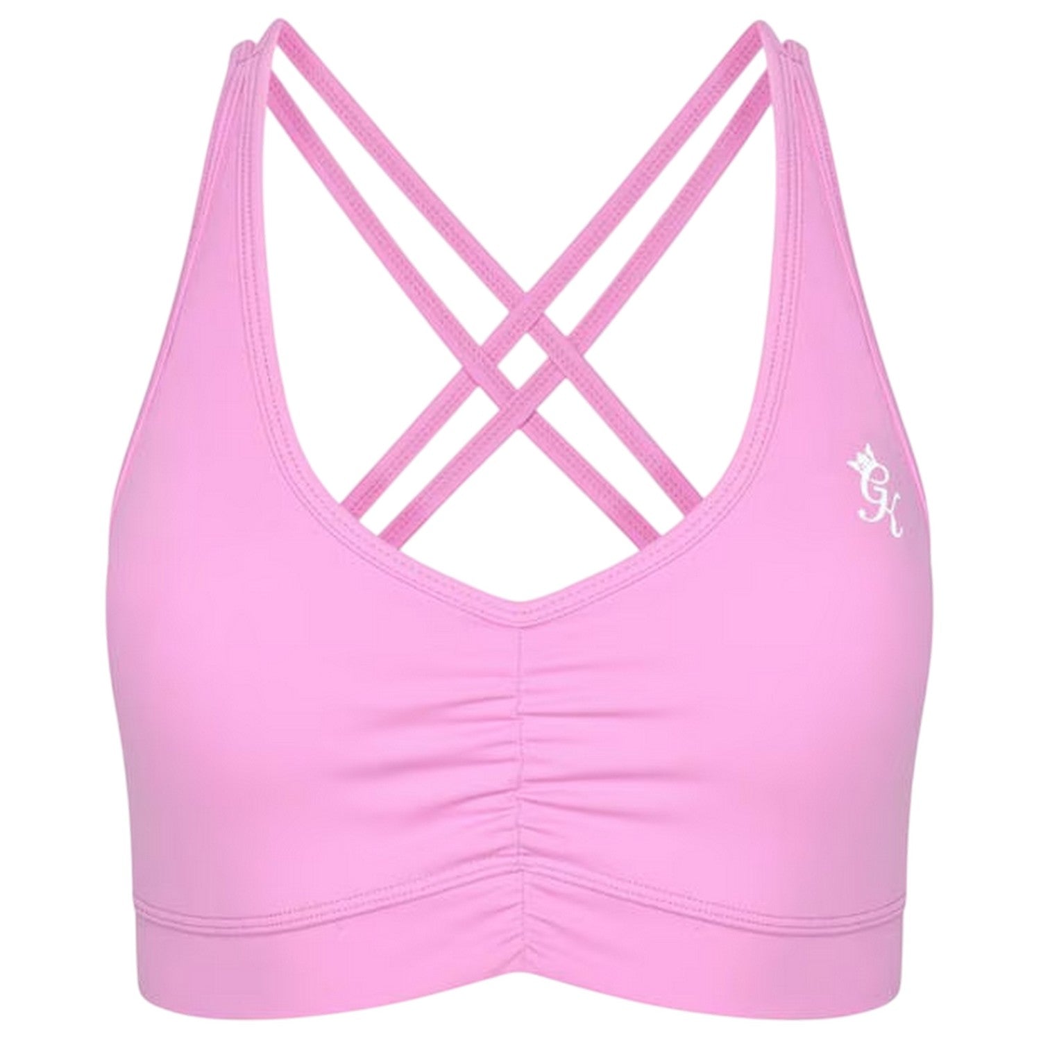 Pink - Front - Gym King Womens-Ladies Scrunch Criss-Cross Sports Bra