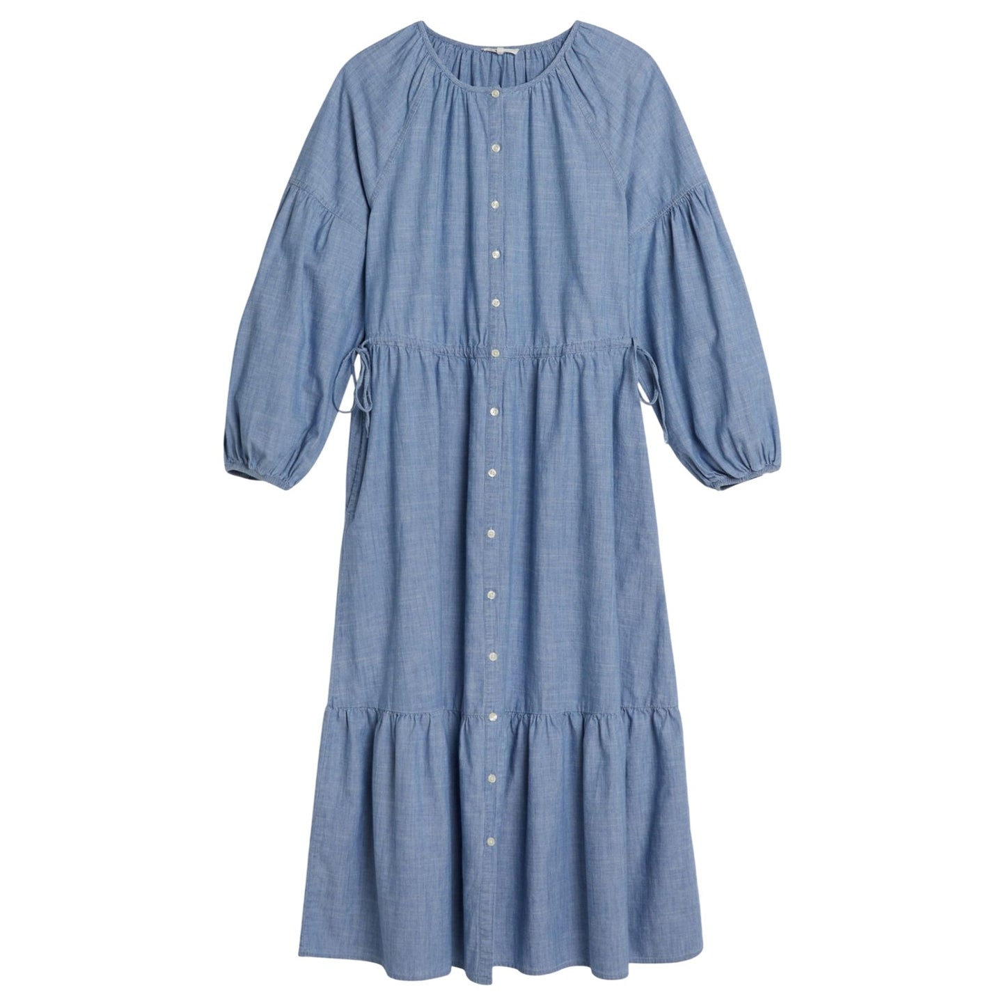 Light Blue - Front - Levis Womens-Ladies Jolene Crew Neck 3-4 Sleeve Maxi Dress