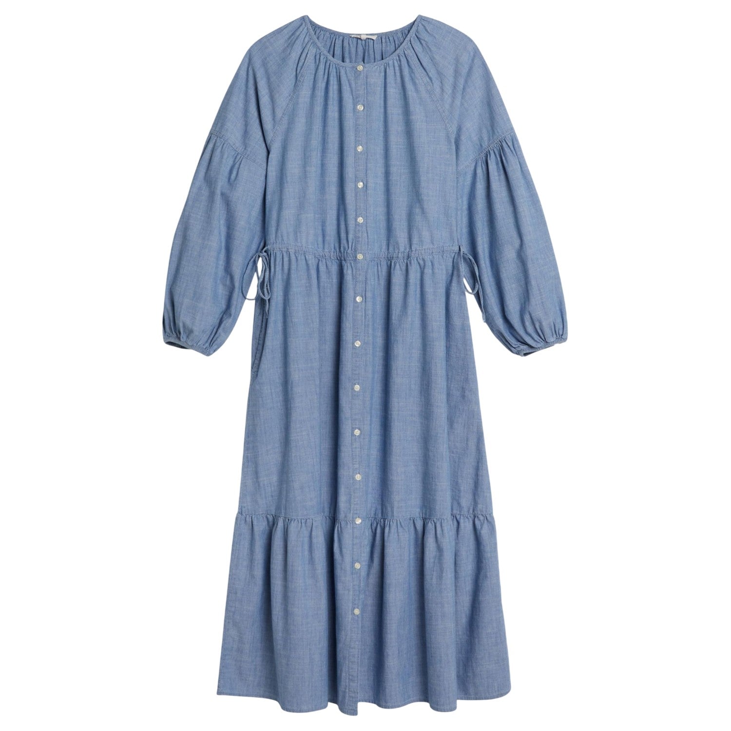 Light Blue - Front - Levis Womens-Ladies Jolene Crew Neck 3-4 Sleeve Maxi Dress