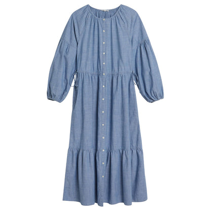 Light Blue - Front - Levis Womens-Ladies Jolene Crew Neck 3-4 Sleeve Maxi Dress