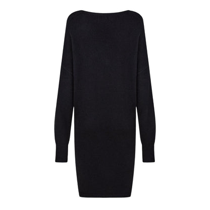 Black - Back - Pieces Womens-Ladies Knitted Turtle Neck Sweater Dress