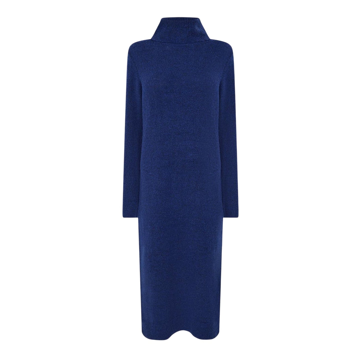 Blue - Front - Pieces Womens-Ladies Knitted Turtle Neck Sweater Dress
