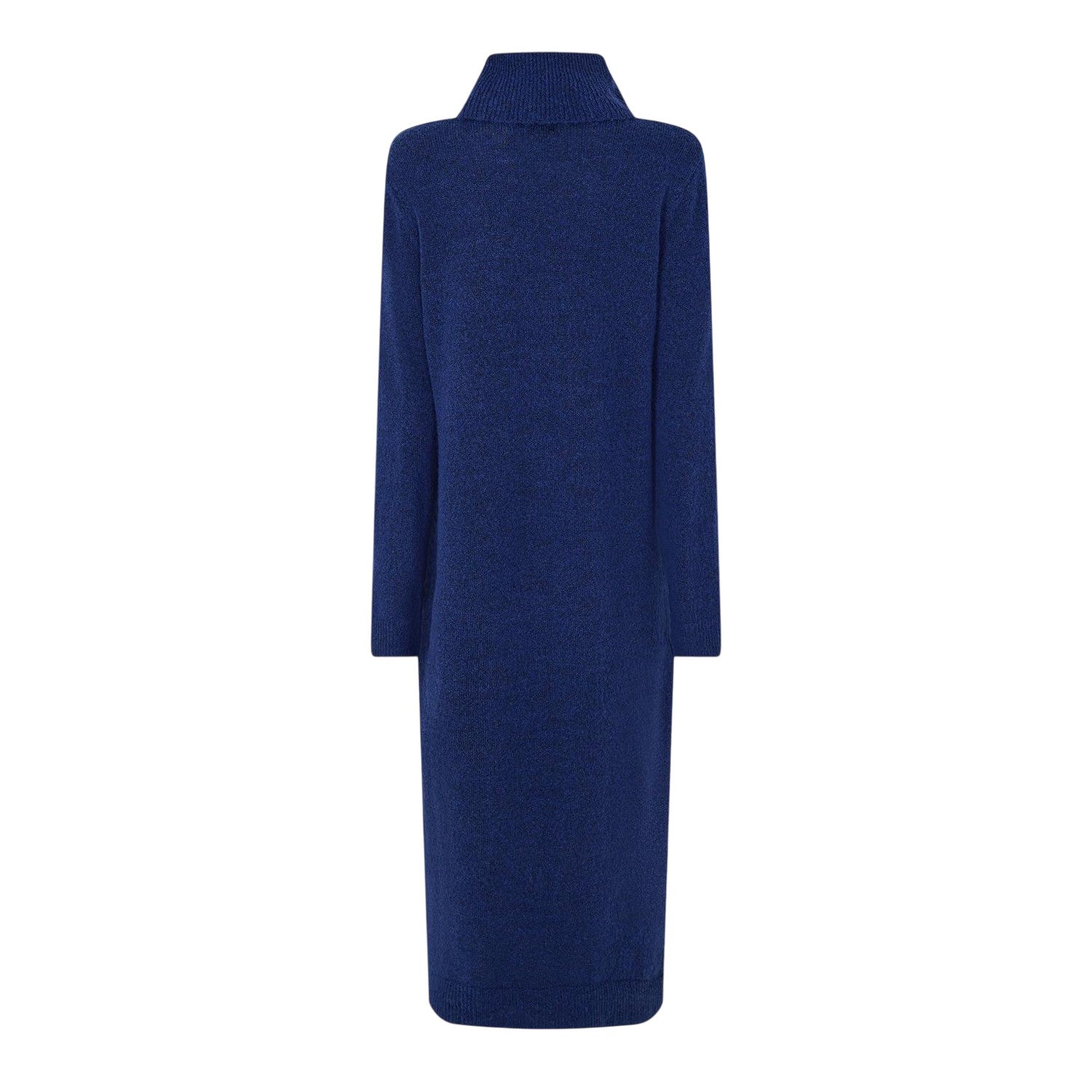 Blue - Back - Pieces Womens-Ladies Knitted Turtle Neck Sweater Dress