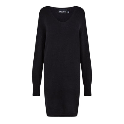 Black - Front - Pieces Womens-Ladies Knitted Turtle Neck Sweater Dress